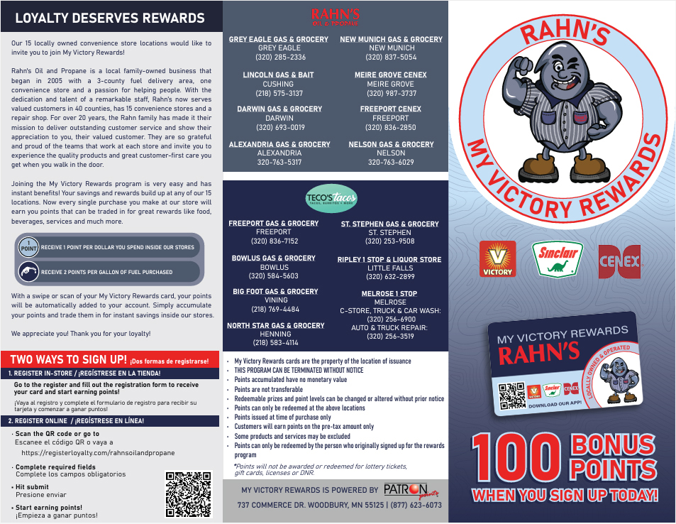 Rahns My Victory Rewards brochure front